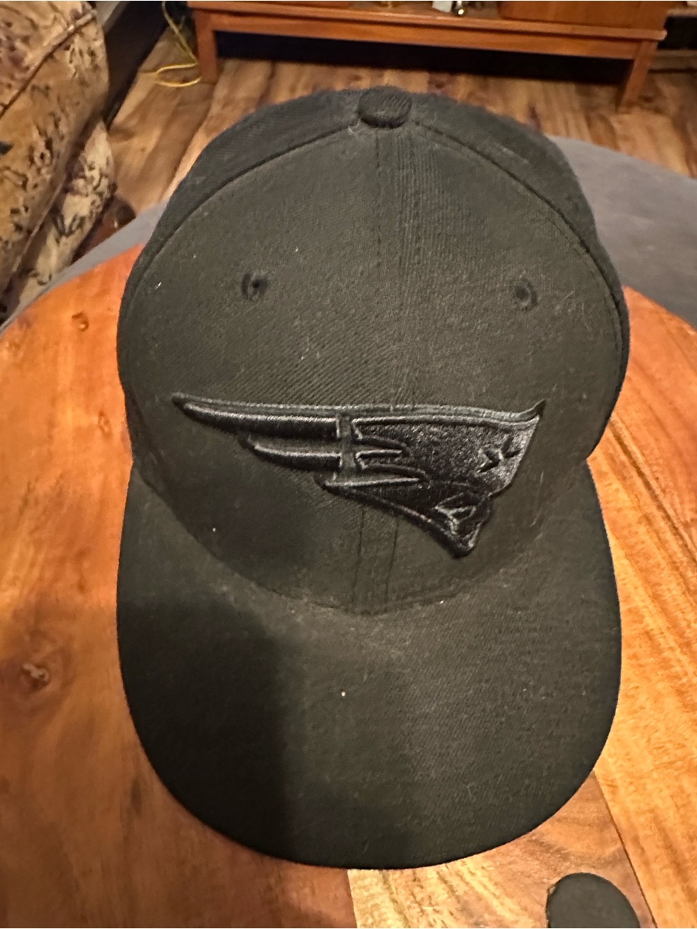 NFL New England Patriots Black Fitted Hat with Tonal Logo